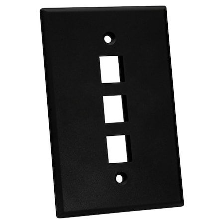 Quest Technology International Oversized Keystone Wall Plate, Single-Gang - 3 Ports, Black NFP-5031